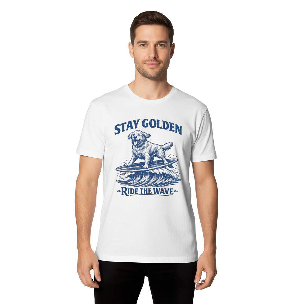 Vintage Surfing Golden Retriever T-Shirt Sunny Gifts for Men Women Boy Kids T-Shirt