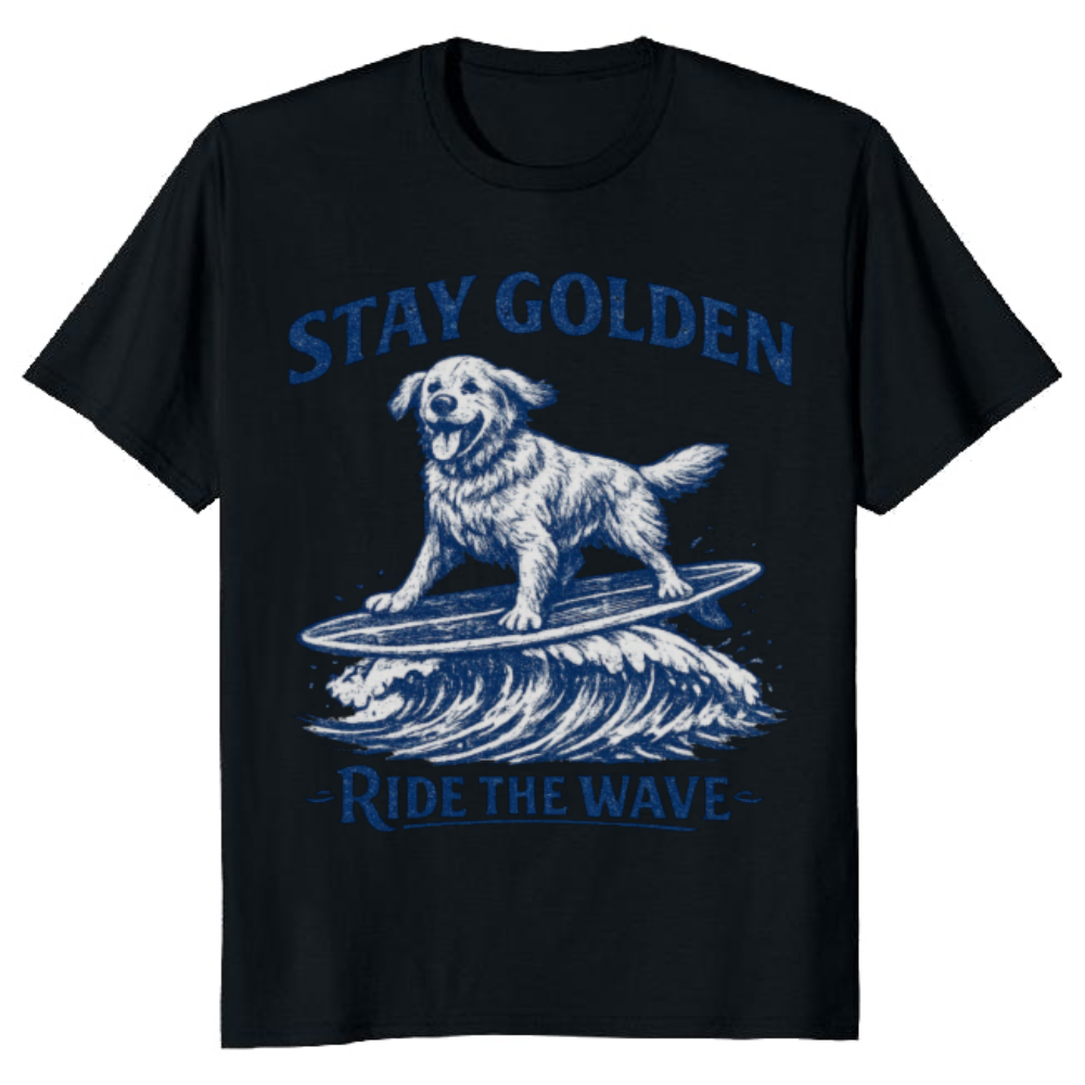 Vintage Surfing Golden Retriever T-Shirt Sunny Gifts for Men Women Boy Kids T-Shirt