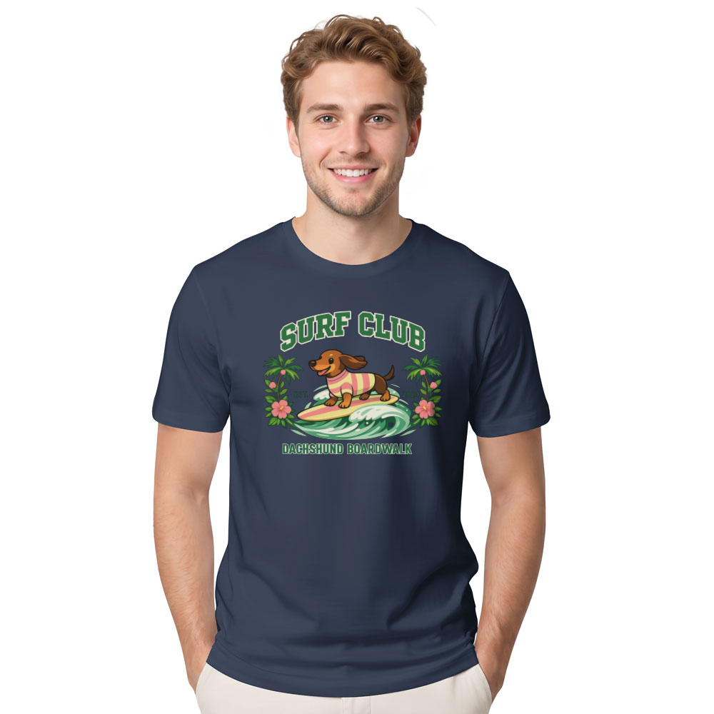 Pastel Varsity Dachshund Surf Club Graphic Tee Cute Gifts for Men Women Boy Kids T-Shirt