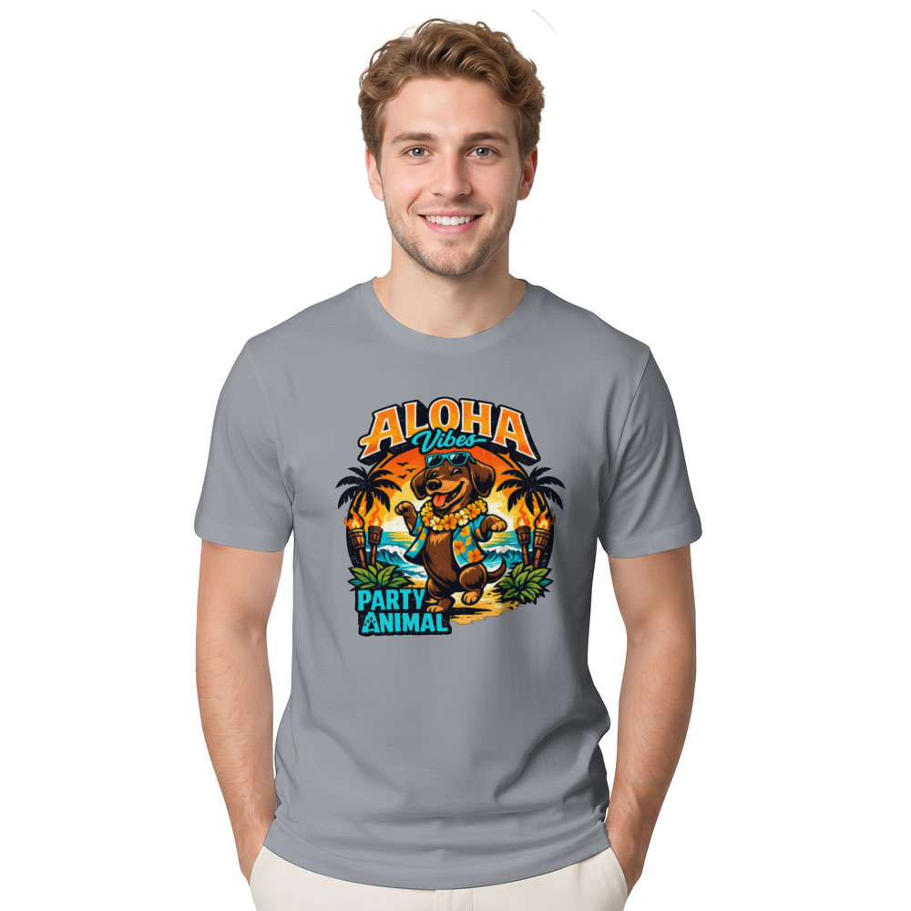 Aloha Dancing Dachshund Party Animal Graphic Tee Retro Gifts for Men Women Boy Kids T-Shirt