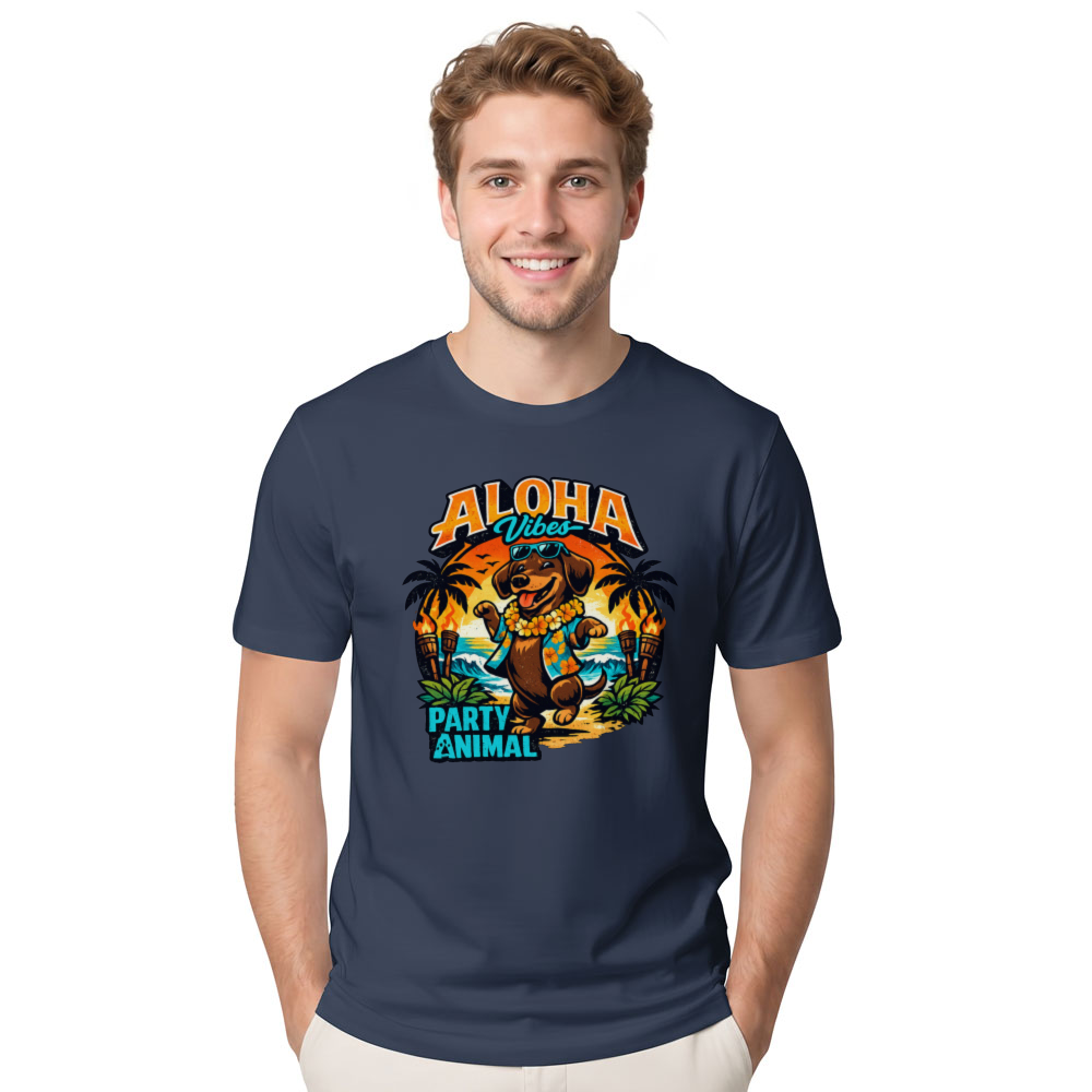 Aloha Dancing Dachshund Party Animal Graphic Tee Retro Gifts for Men Women Boy Kids T-Shirt