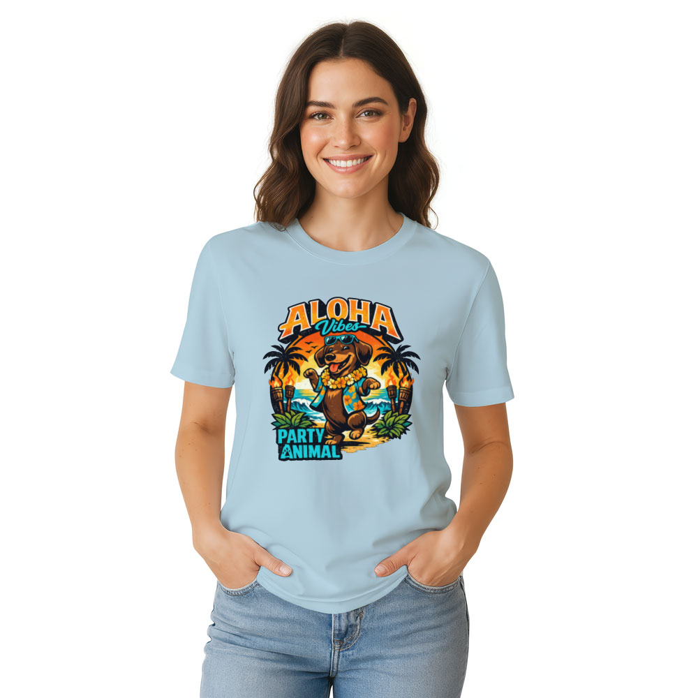Aloha Dancing Dachshund Party Animal Graphic Tee Retro Gifts for Men Women Boy Kids T-Shirt