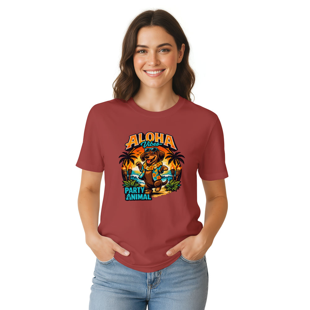 Aloha Dancing Dachshund Party Animal Graphic Tee Retro Gifts for Men Women Boy Kids T-Shirt