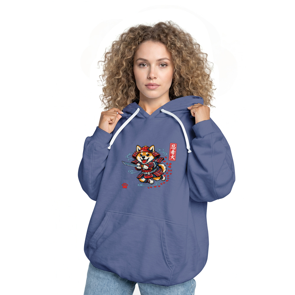 Ukiyo-e Shiba Samurai Playful Hoodie Jumping Shiba Whimsical Gifts for Men Women Boy Kids Pull Over Hoodie