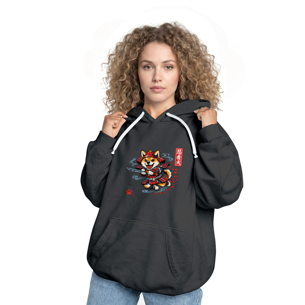 Ukiyo-e Shiba Samurai Playful Hoodie Jumping Shiba Whimsical Gifts for Men Women Boy Kids Pull Over Hoodie