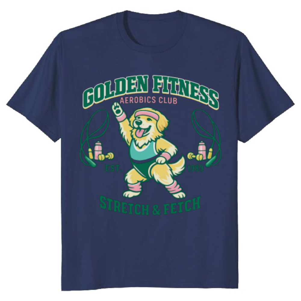 Golden Fitness Aerobics Club Retro Collegiate Tee Funny Gifts for Men Women Boy Kids T-Shirt