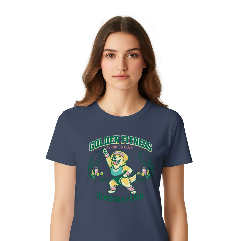 Golden Fitness Aerobics Club Retro Collegiate Tee Funny Gifts for Men Women Boy Kids T-Shirt