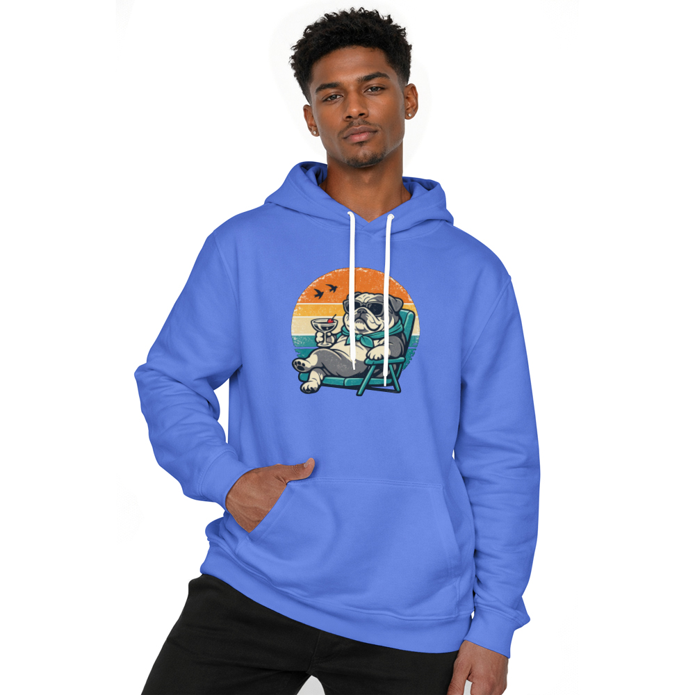 Unbothered Bulldog Retro Sunset Pullover Unique Gifts for Men Women Boy Kids Pull Over Hoodie