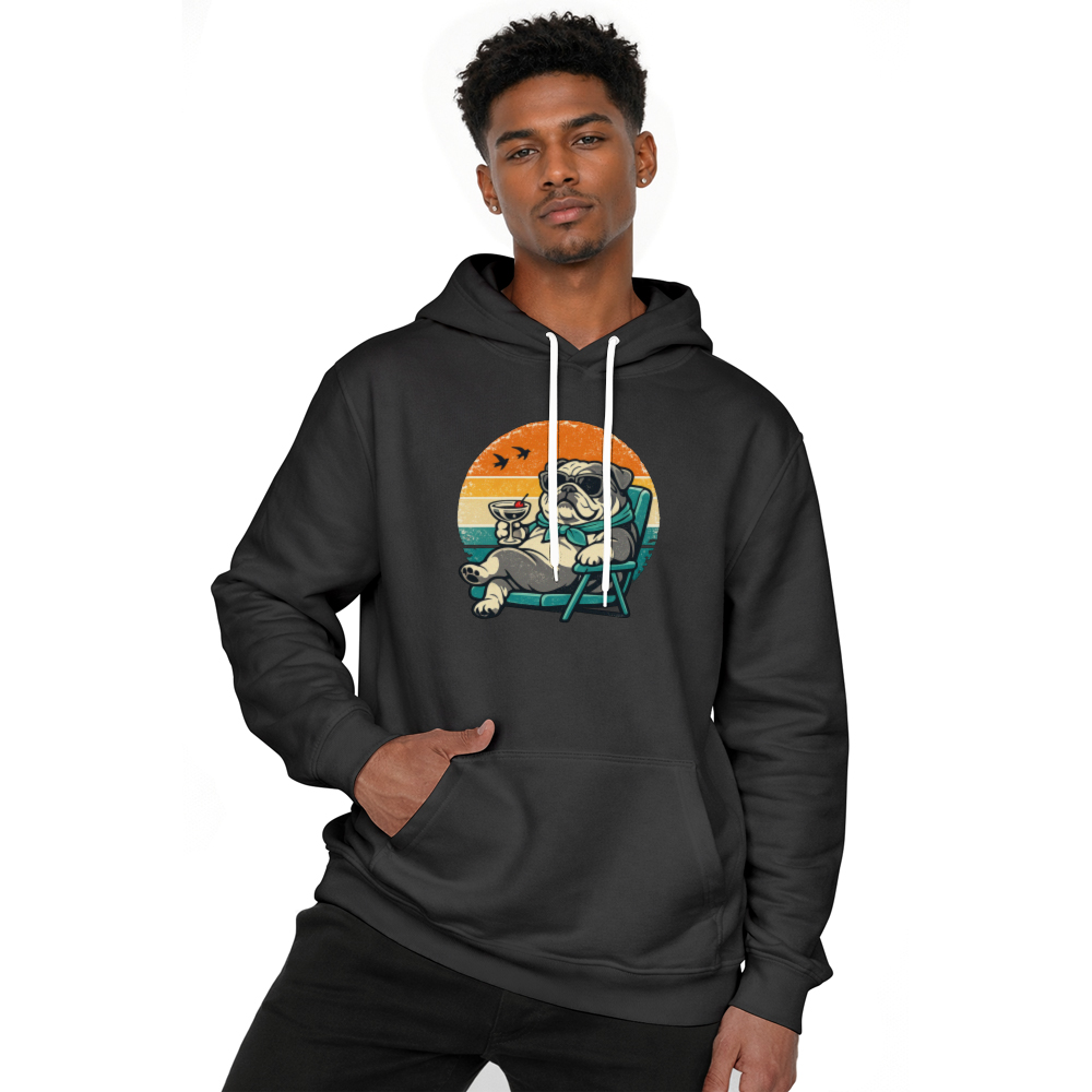 Unbothered Bulldog Retro Sunset Pullover Unique Gifts for Men Women Boy Kids Pull Over Hoodie