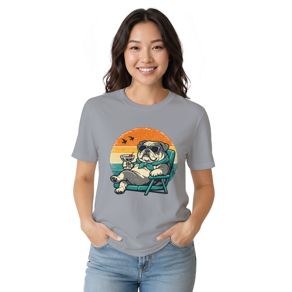 Chunky Bulldog Retro Sunset Unbothered Gifts for Men Women Boy Kids T-Shirt