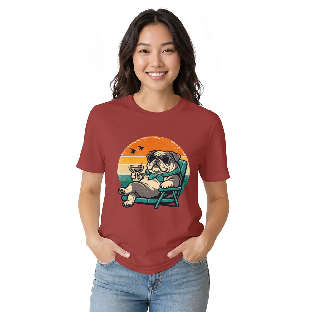 Chunky Bulldog Retro Sunset Unbothered Gifts for Men Women Boy Kids T-Shirt