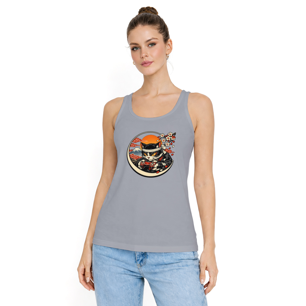 Ukiyo-e Otaku Cat Tanktop Gamer Retro Controller Art Cool Gifts for Men Women Boy Kids Tanktop