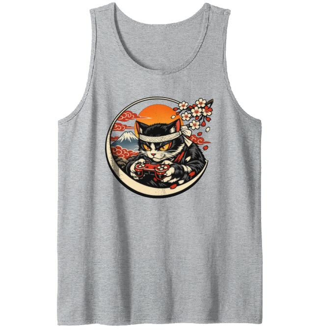 Ukiyo-e Otaku Cat Tanktop Gamer Retro Controller Art Cool Gifts for Men Women Boy Kids Tanktop