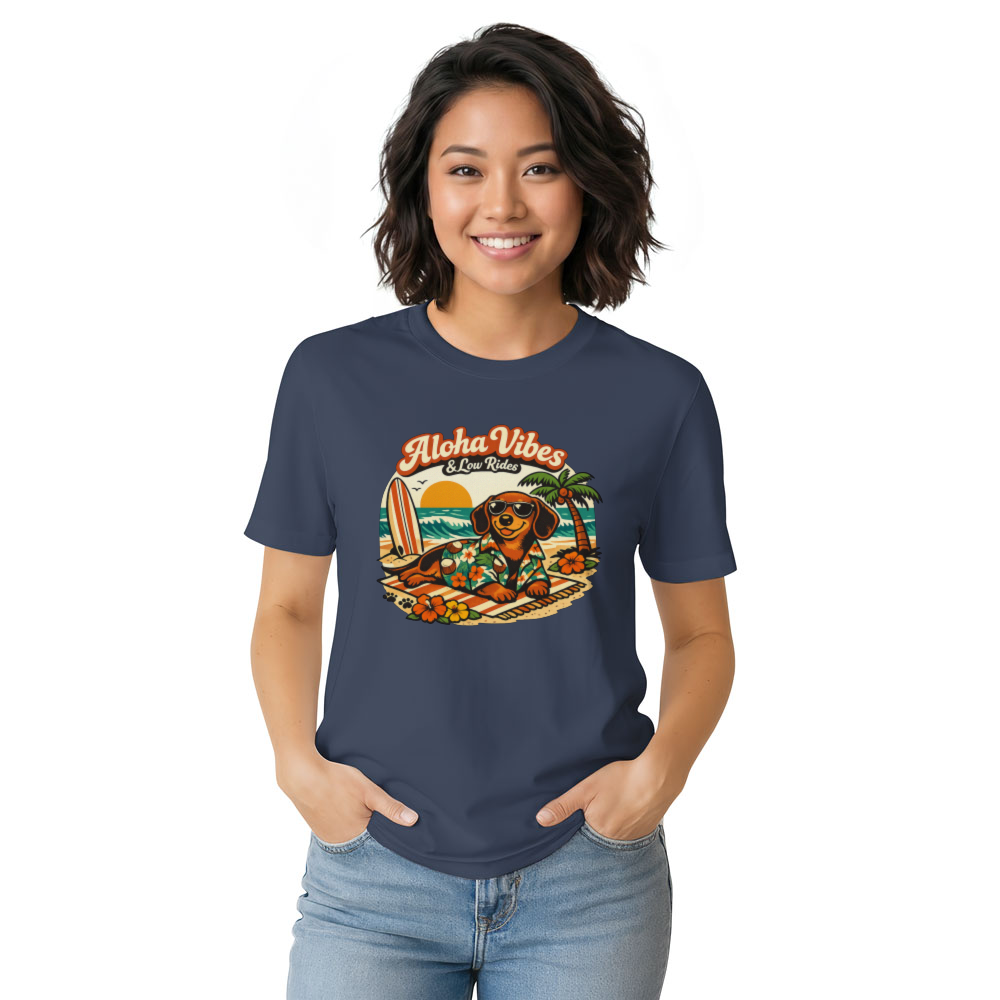 Retro 70s Dachshund Aloha Graphic Tee Cute Gifts for Men Women Boy Kids T-Shirt