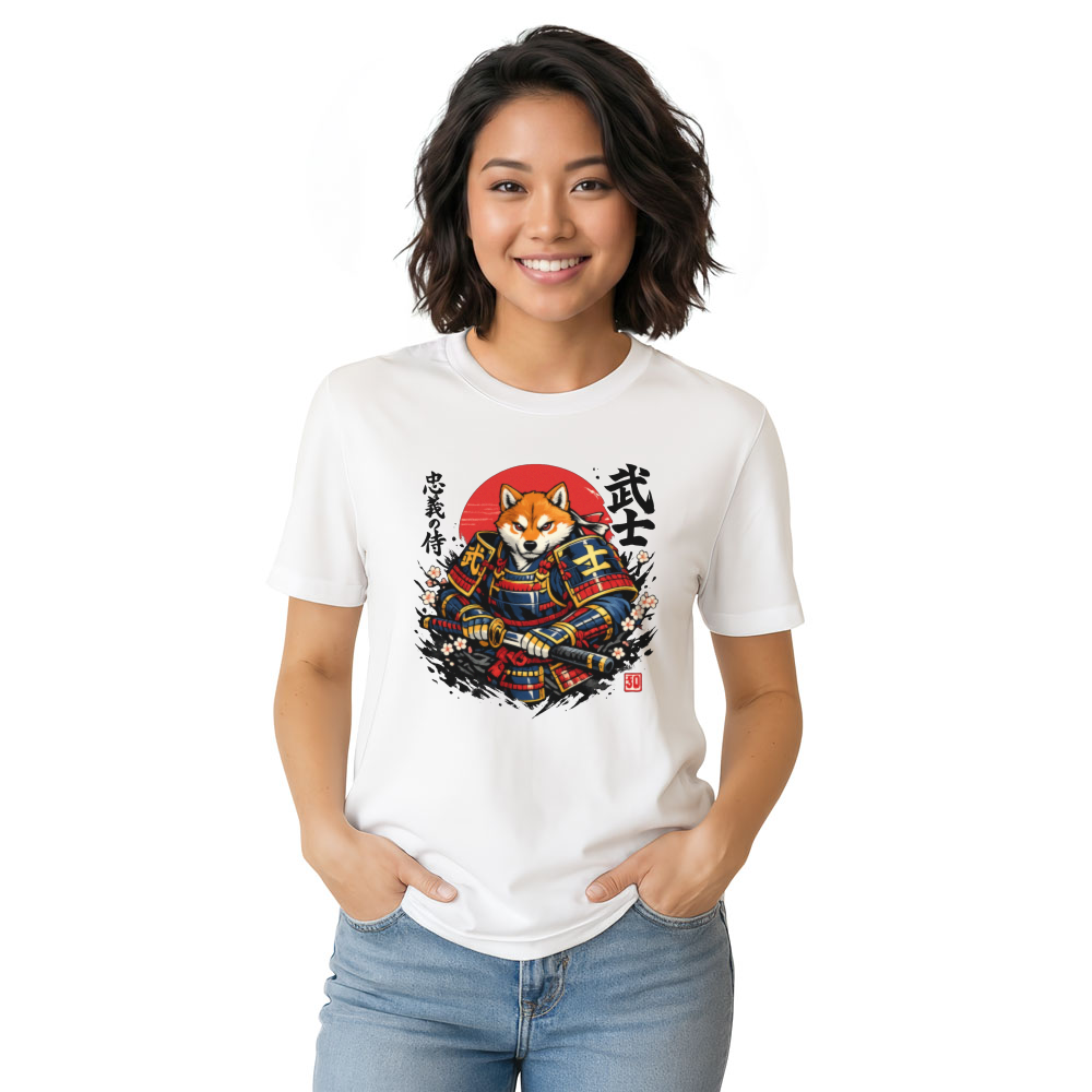 Shiba Samurai Ukiyo-e Graphic Crimson Sun Ronin Resolve Classic Gifts for Men Women Boy Kids T-Shirt