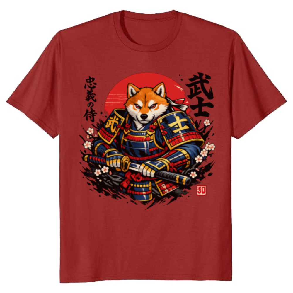 Shiba Samurai Ukiyo-e Graphic Crimson Sun Ronin Resolve Classic Gifts for Men Women Boy Kids T-Shirt