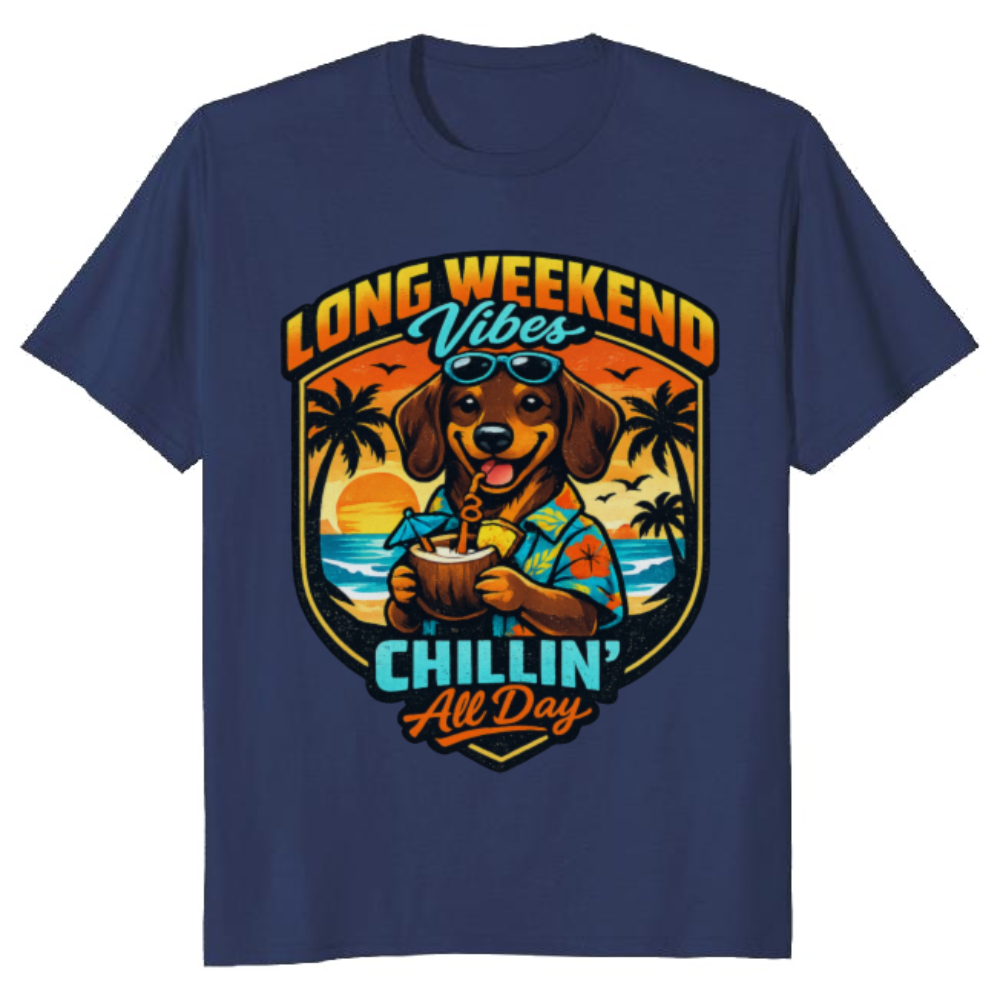 Tropical Dachshund Hawaiian Graphic Tee Cute Gifts for Men Women Boy Kids T-Shirt