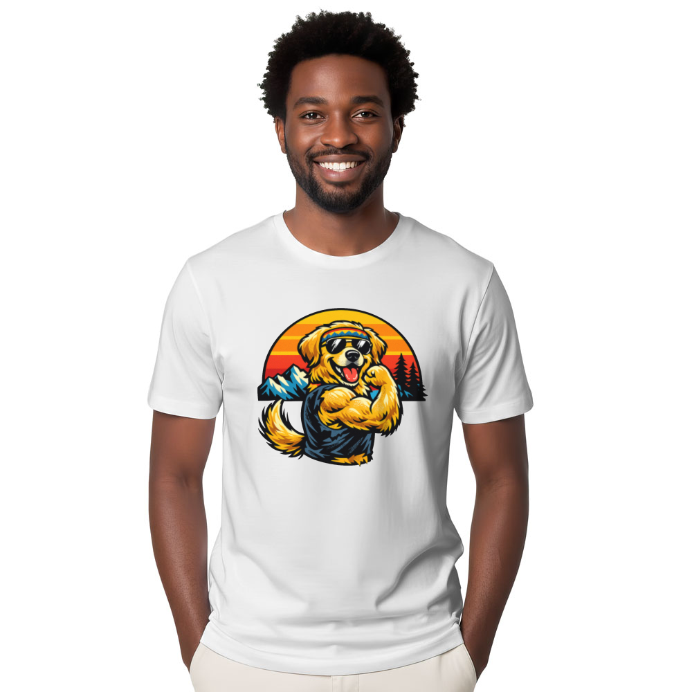 Golden Gains Retro 80s Workout Retriever Wholesome Gifts for Men Women Boy Kids T-Shirt