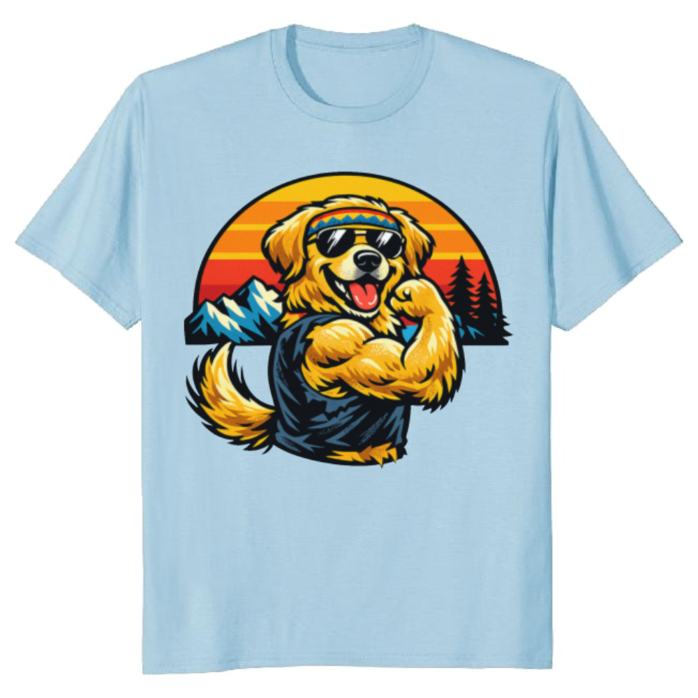 Golden Gains Retro 80s Workout Retriever Wholesome Gifts for Men Women Boy Kids T-Shirt