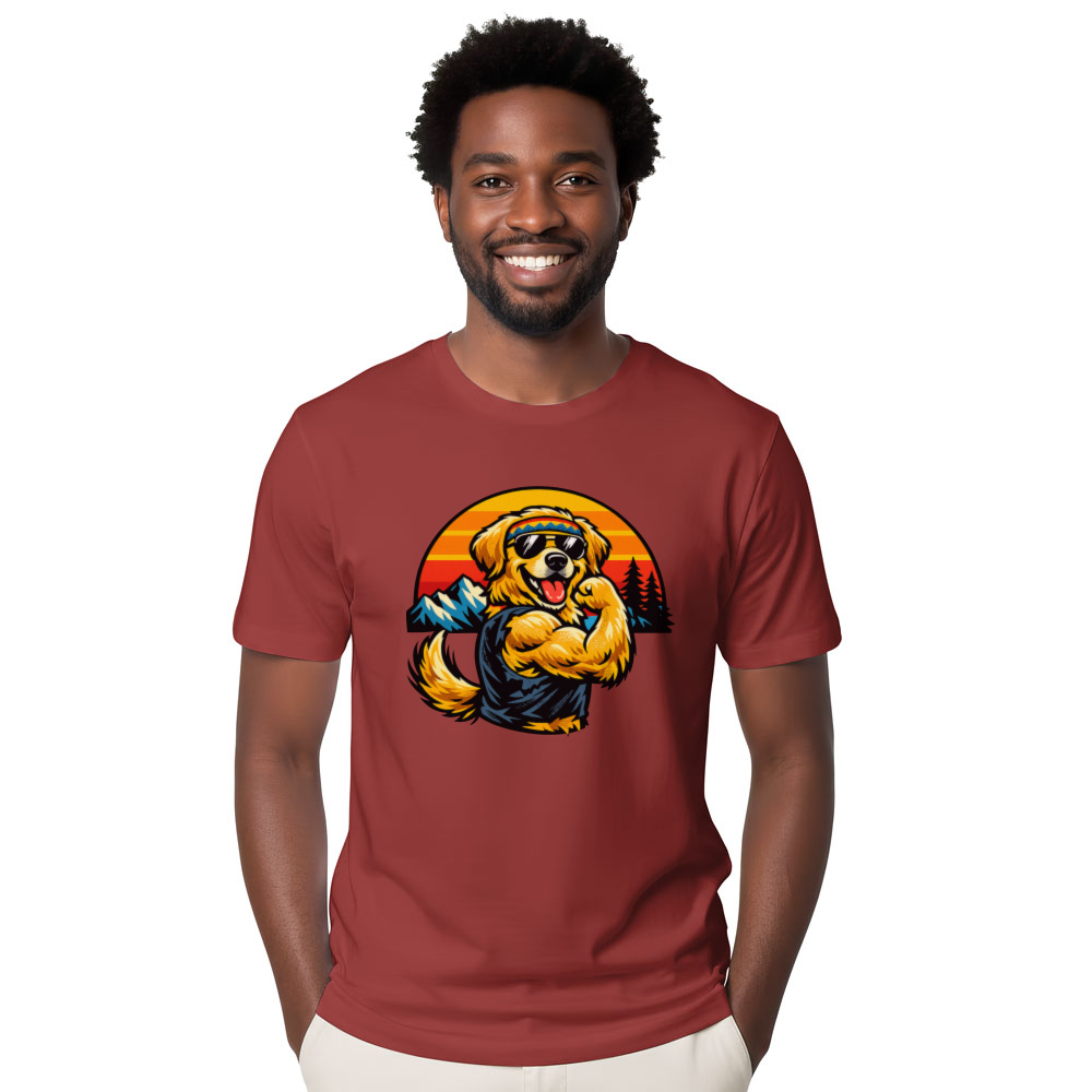Golden Gains Retro 80s Workout Retriever Wholesome Gifts for Men Women Boy Kids T-Shirt