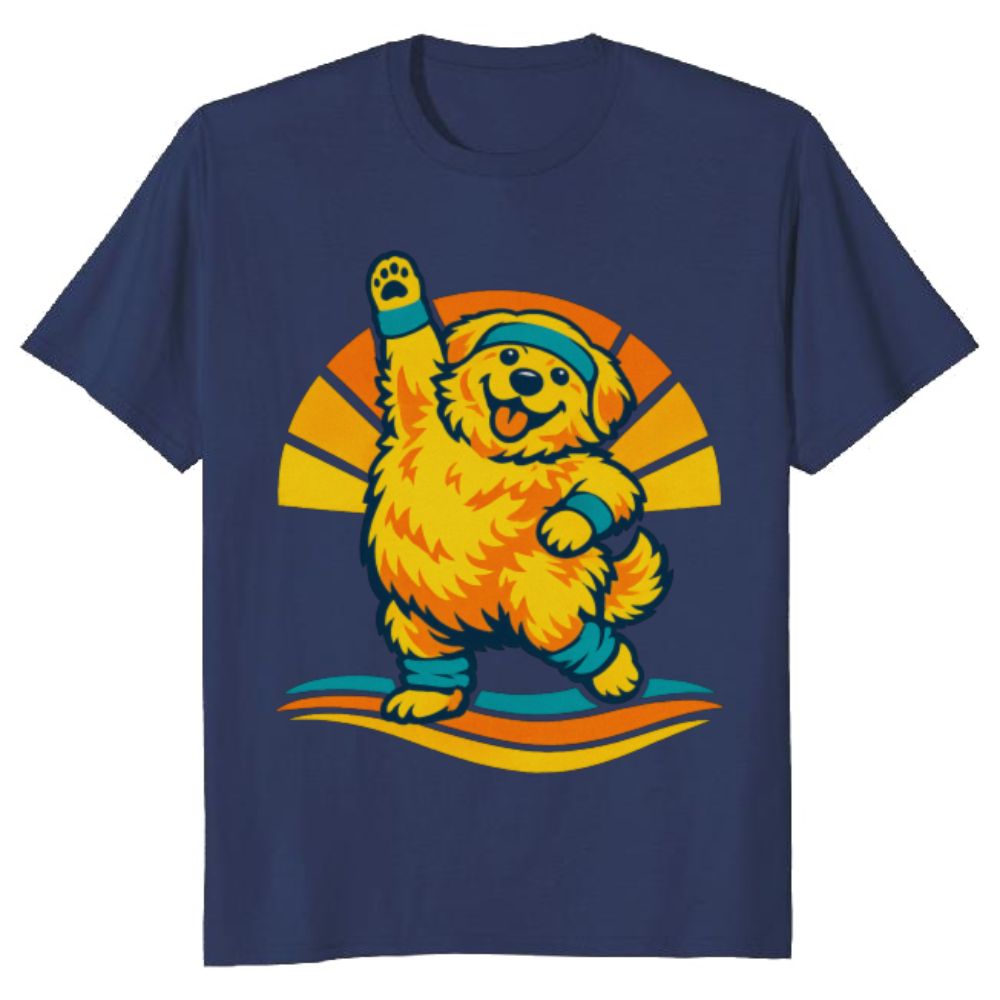 Retro Golden Aerobics Chubby Dog Tee Quirky Gifts for Men Women Boy Kids T-Shirt