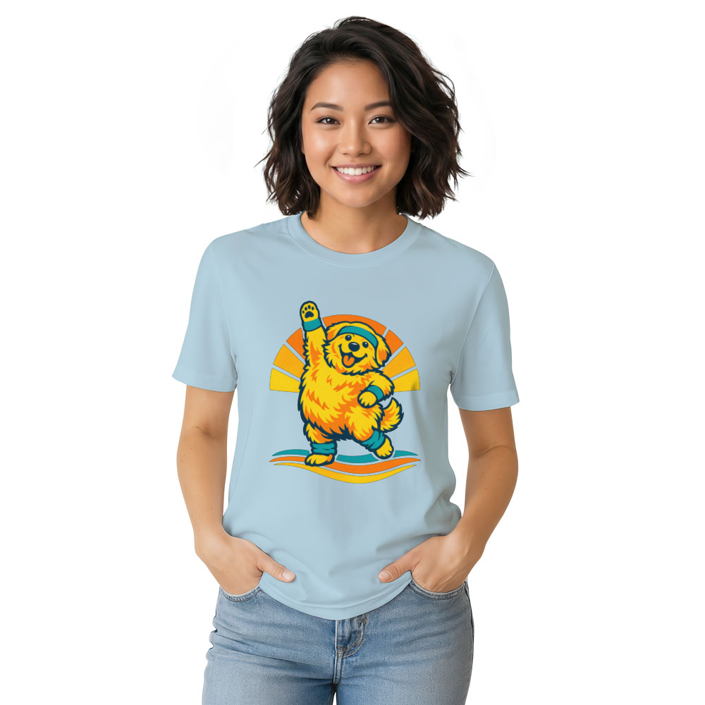 Retro Golden Aerobics Chubby Dog Tee Quirky Gifts for Men Women Boy Kids T-Shirt