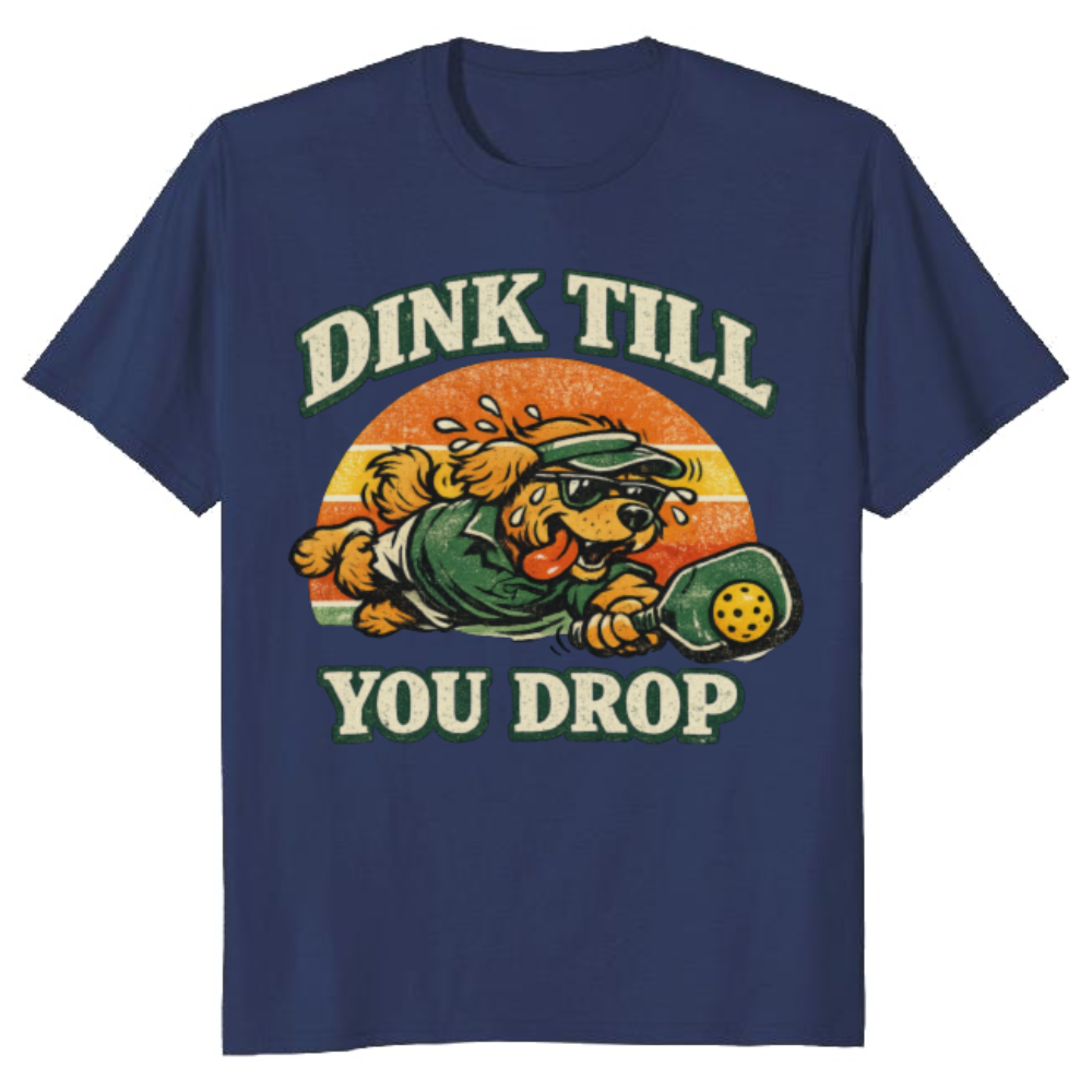 Dink Till You Drop Vintage Golden Retriever Pickleball Mascot Retro Gifts for Men Women Boy Kids T-Shirt