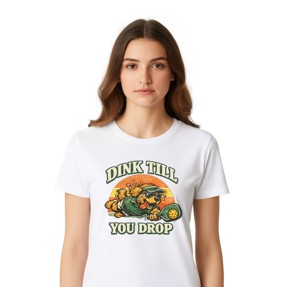 Dink Till You Drop Vintage Golden Retriever Pickleball Mascot Retro Gifts for Men Women Boy Kids T-Shirt