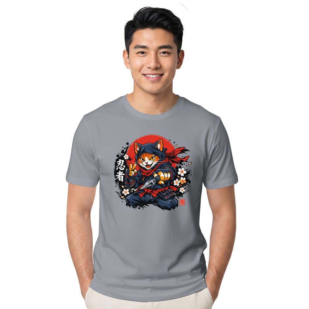 Neko Shinobi Ninja Cat T-Shirt Ukiyo-e Rising Sun Graphic Novelty Gifts for Men Women Boy Kids T-Shirt