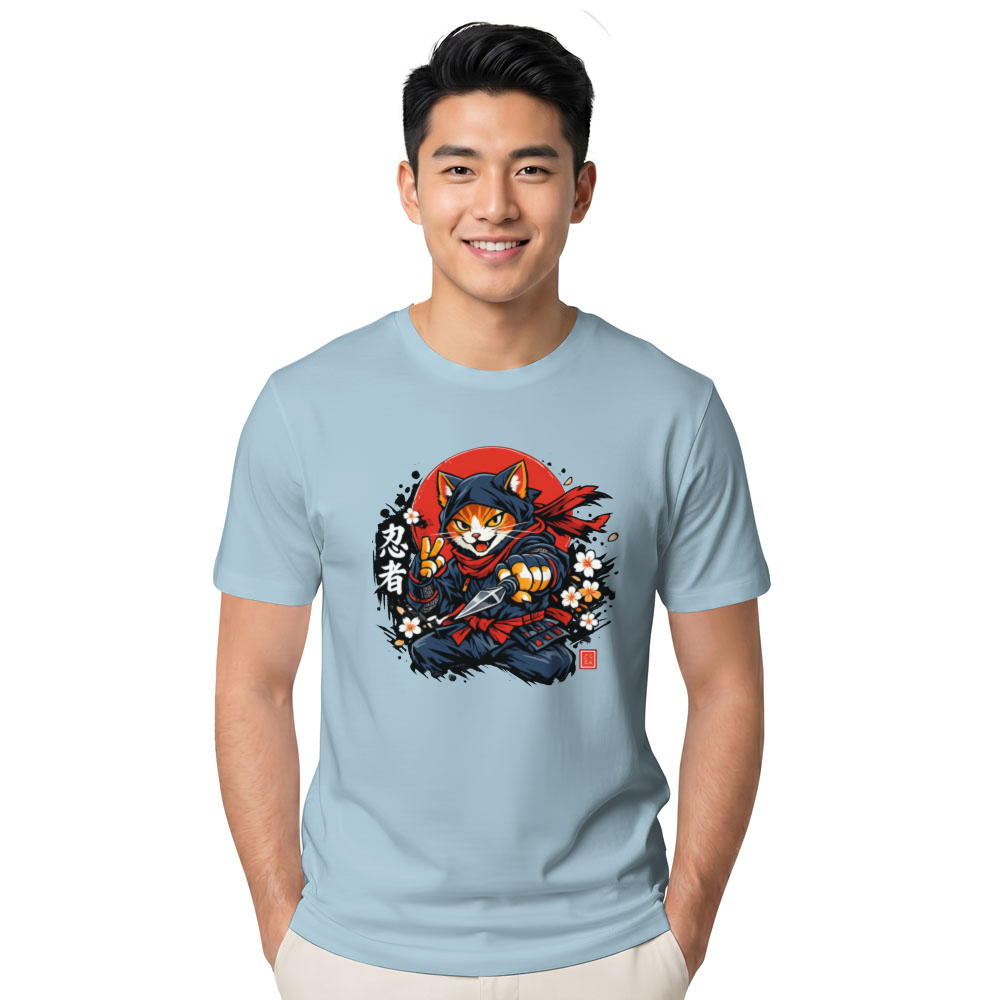 Neko Shinobi Ninja Cat T-Shirt Ukiyo-e Rising Sun Graphic Novelty Gifts for Men Women Boy Kids T-Shirt