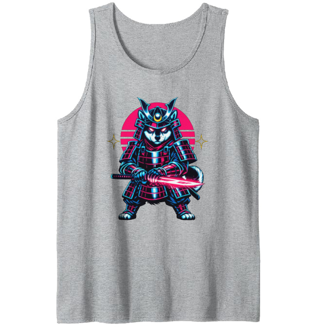 Neon Ronin Shiba Samurai Tanktop Synthwave Duel Graphic Electric Gifts for Men Women Boy Kids Tanktop - Unisex