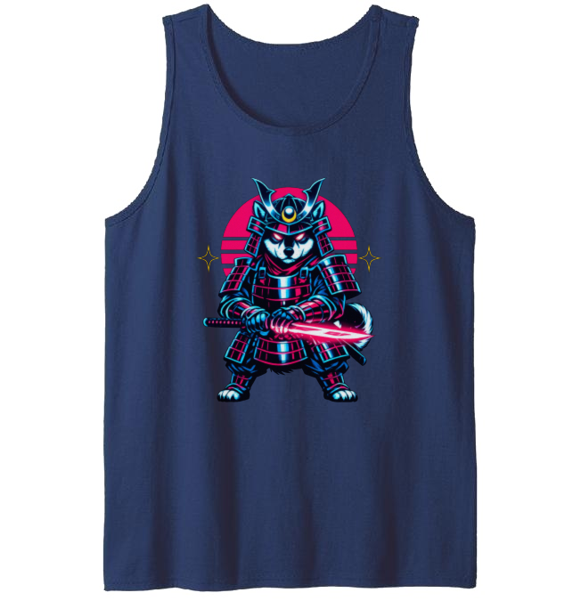 Neon Ronin Shiba Samurai Tanktop Synthwave Duel Graphic Electric Gifts for Men Women Boy Kids Tanktop - Unisex
