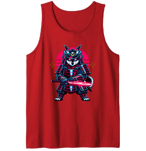 Neon Ronin Shiba Samurai Tanktop Synthwave Duel Graphic Electric Gifts for Men Women Boy Kids Tanktop - Unisex