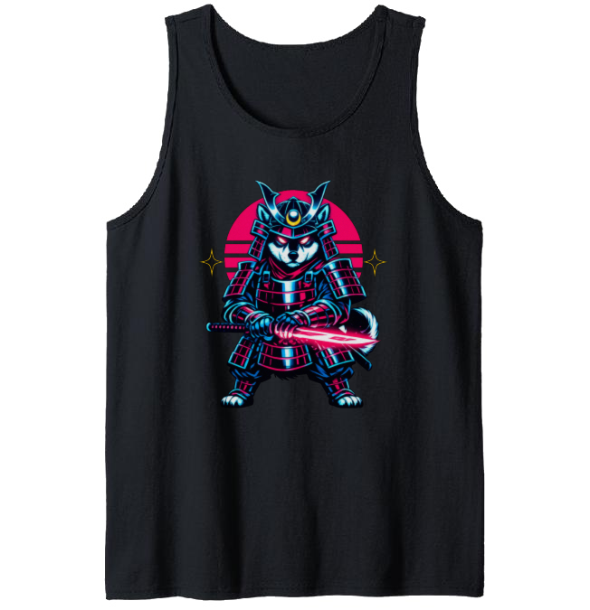Neon Ronin Shiba Samurai Tanktop Synthwave Duel Graphic Electric Gifts for Men Women Boy Kids Tanktop - Unisex