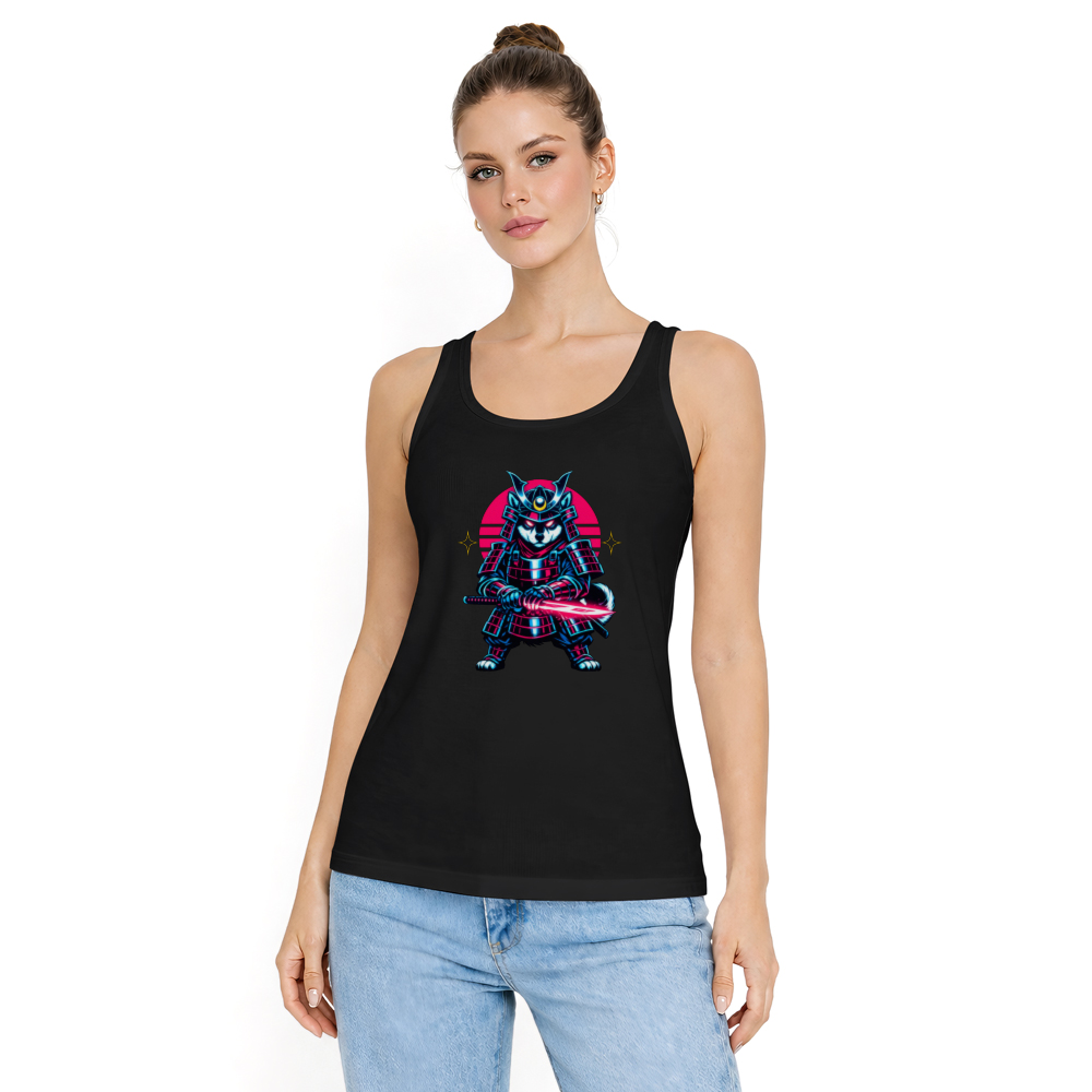 Neon Ronin Shiba Samurai Tanktop Synthwave Duel Graphic Electric Gifts for Men Women Boy Kids Tanktop - Unisex