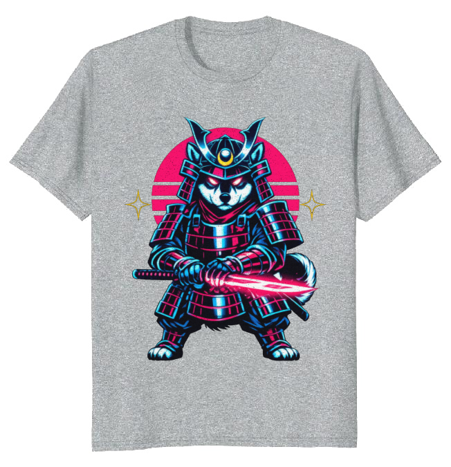 Neon Ronin Shiba Samurai Synthwave Retro Futuristic Gifts for Men Women Boy Kids T-Shirt
