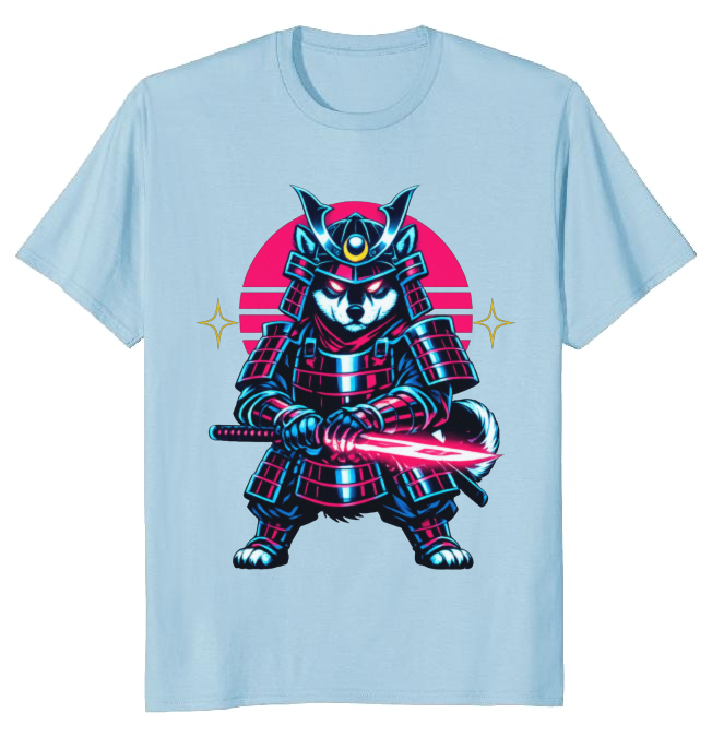 Neon Ronin Shiba Samurai Synthwave Retro Futuristic Gifts for Men Women Boy Kids T-Shirt