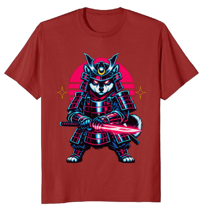 Neon Ronin Shiba Samurai Synthwave Retro Futuristic Gifts for Men Women Boy Kids T-Shirt