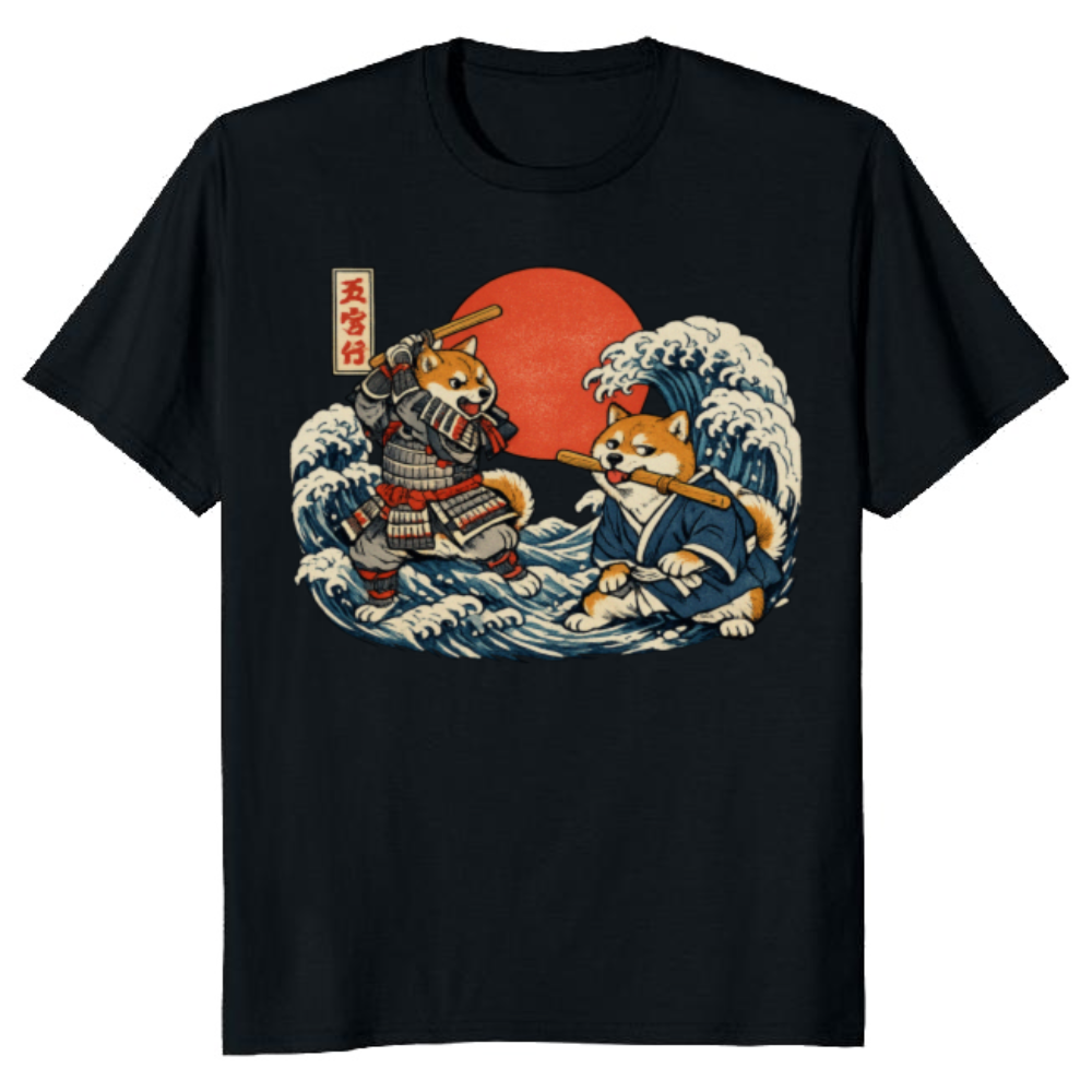 Shiba Samurai Ukiyoe T-Shirt For Anime Dog Lovers Epic Gifts for Men Women Boy Kids T-Shirt