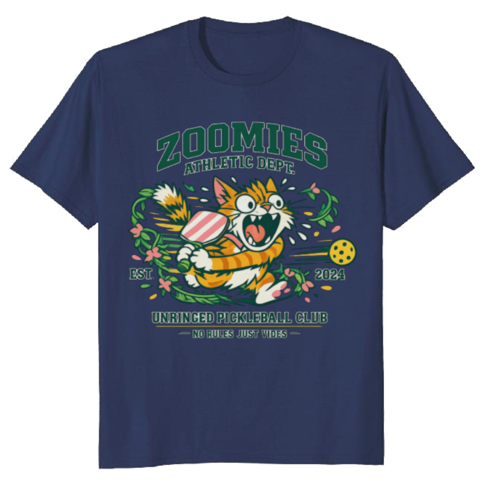 Zoomies Athletic Dept Hyperactive Cat Pickleball T-Shirt Funny Gifts for Men Women Boy Kids T-Shirt