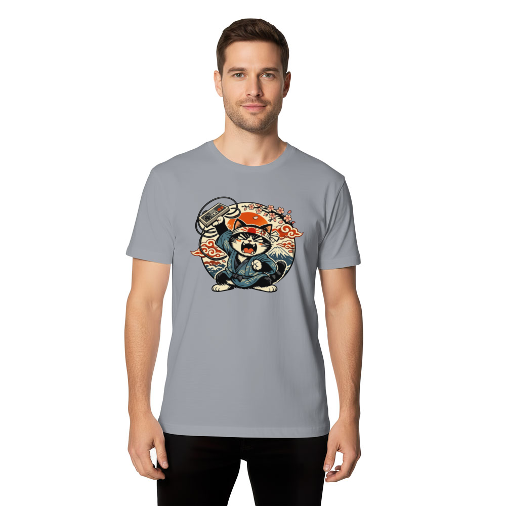 Ukiyo-e Otaku Cat Gamer T-Shirt Nostalgic Gifts for Men Women Boy Kids T-Shirt