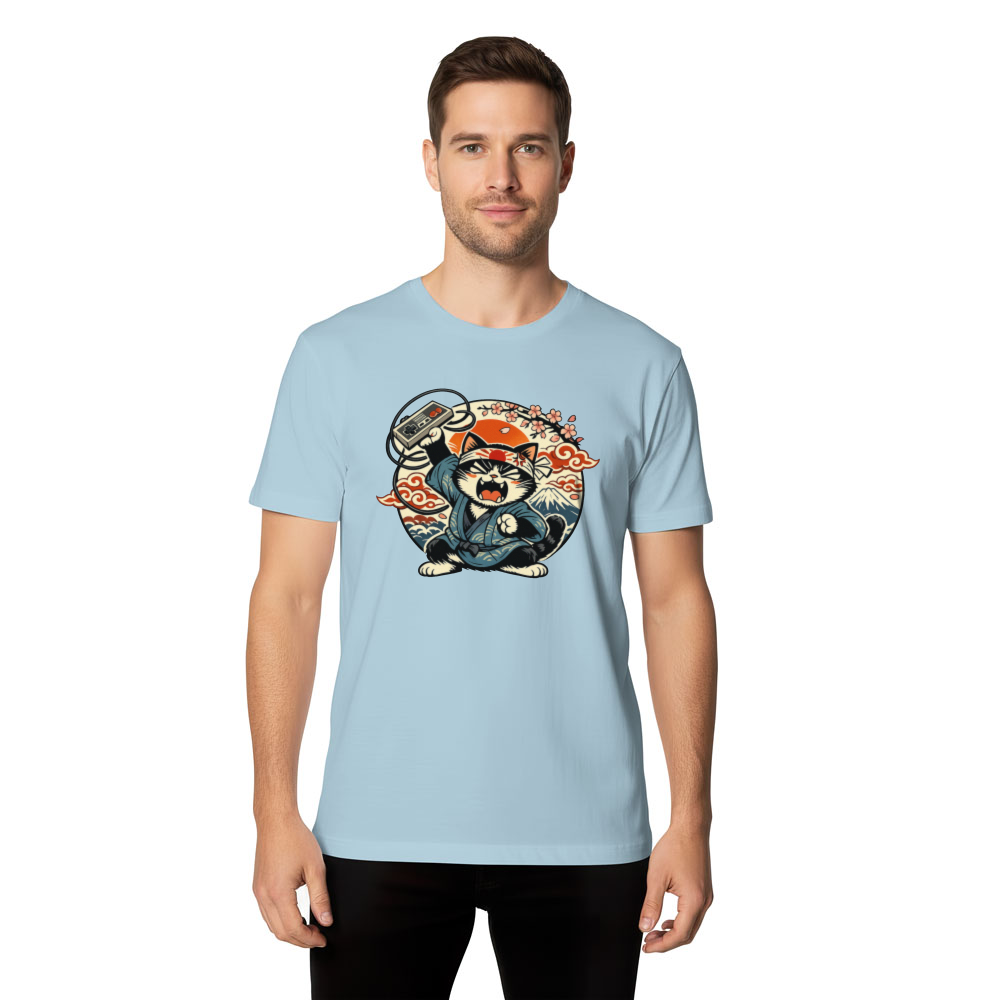 Ukiyo-e Otaku Cat Gamer T-Shirt Nostalgic Gifts for Men Women Boy Kids T-Shirt