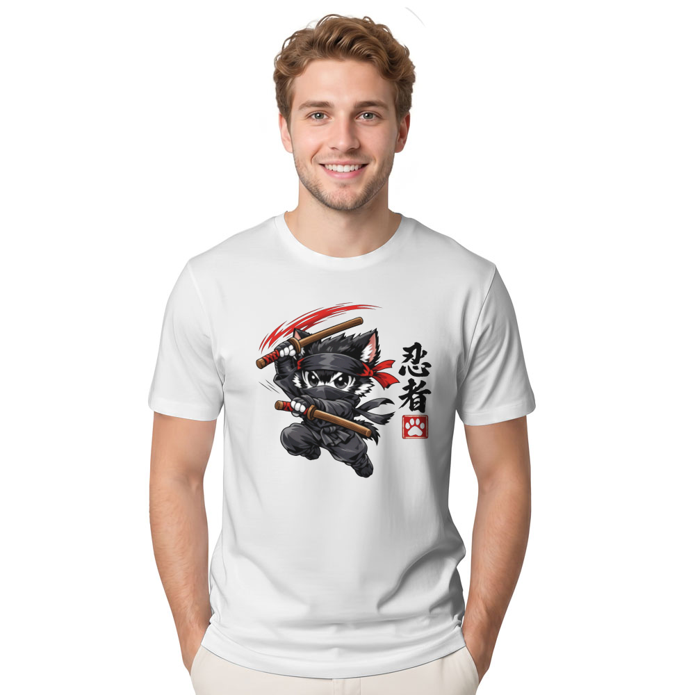 Chibi Ninja Cat T-Shirt Anime Manga Shinobi Design Epic Gifts for Men Women Boy Kids T-Shirt