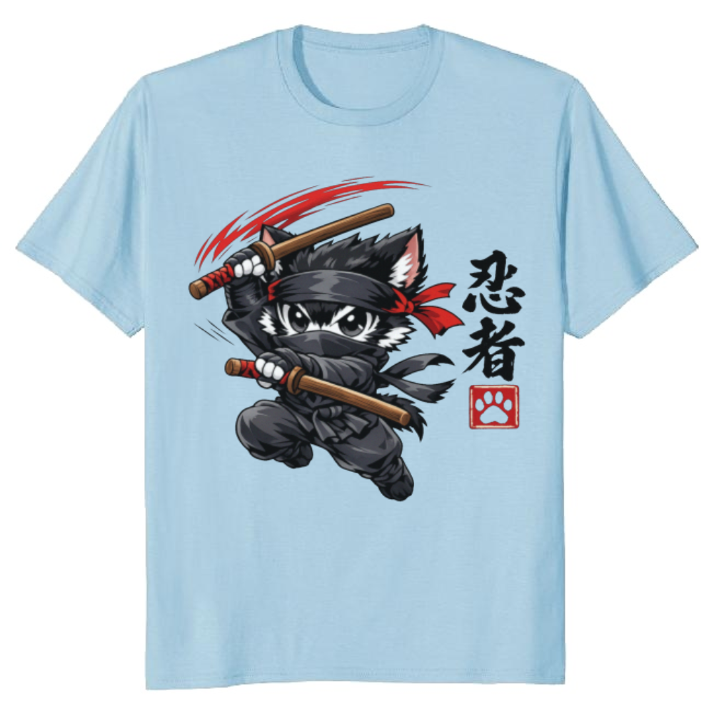 Chibi Ninja Cat T-Shirt Anime Manga Shinobi Design Epic Gifts for Men Women Boy Kids T-Shirt
