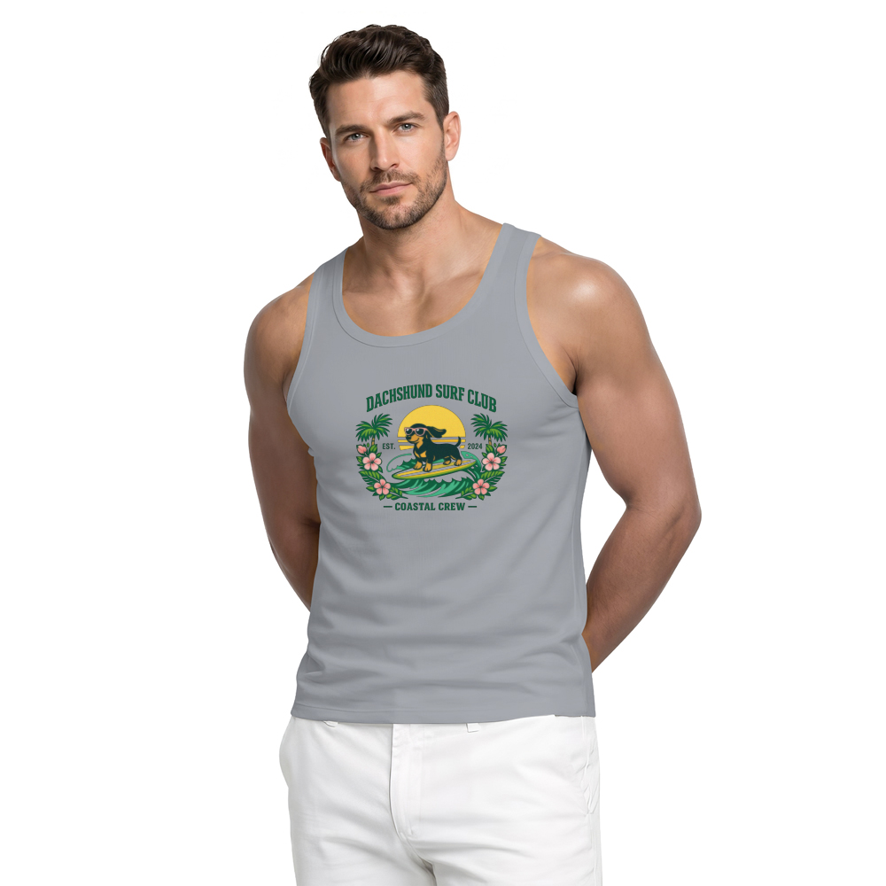 Preppy Dachshund Surf Club Tank Top Tropical Collegiate Graphic Whimsical Gifts for Men Women Boy Kids Tank Top