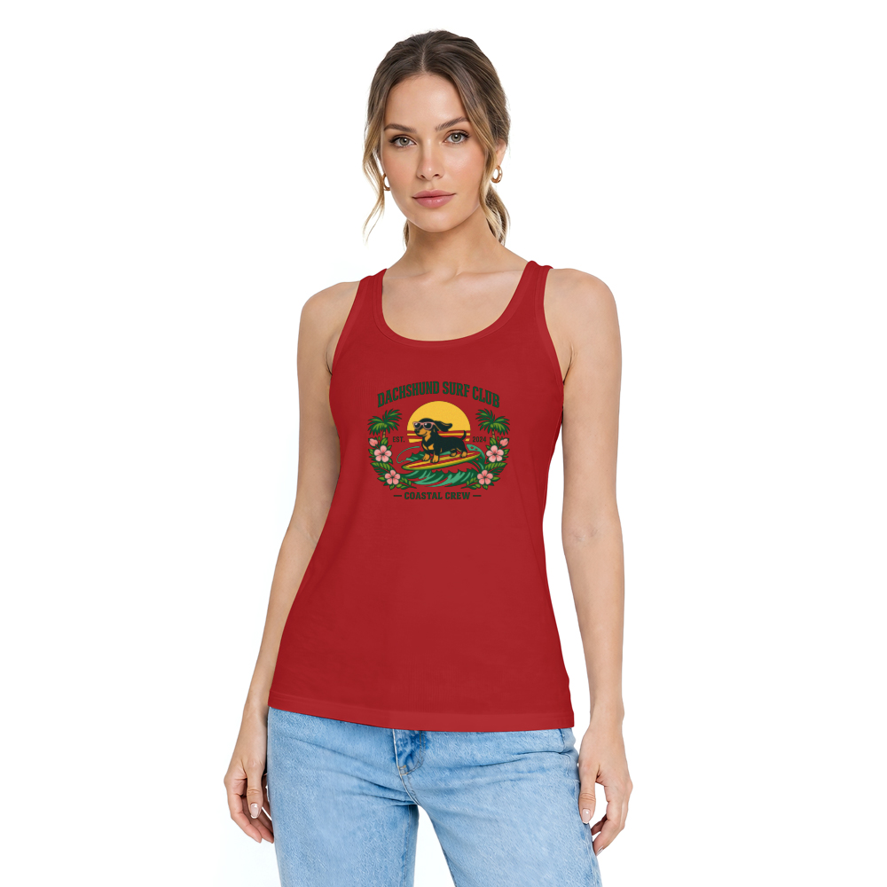 Preppy Dachshund Surf Club Tank Top Tropical Collegiate Graphic Whimsical Gifts for Men Women Boy Kids Tank Top