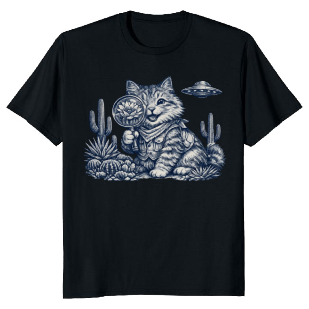 Vintage Botanical Cat For Plant And Sci Fi Fans Joyful Gifts For Men Women Boy Kids T-Shirt
