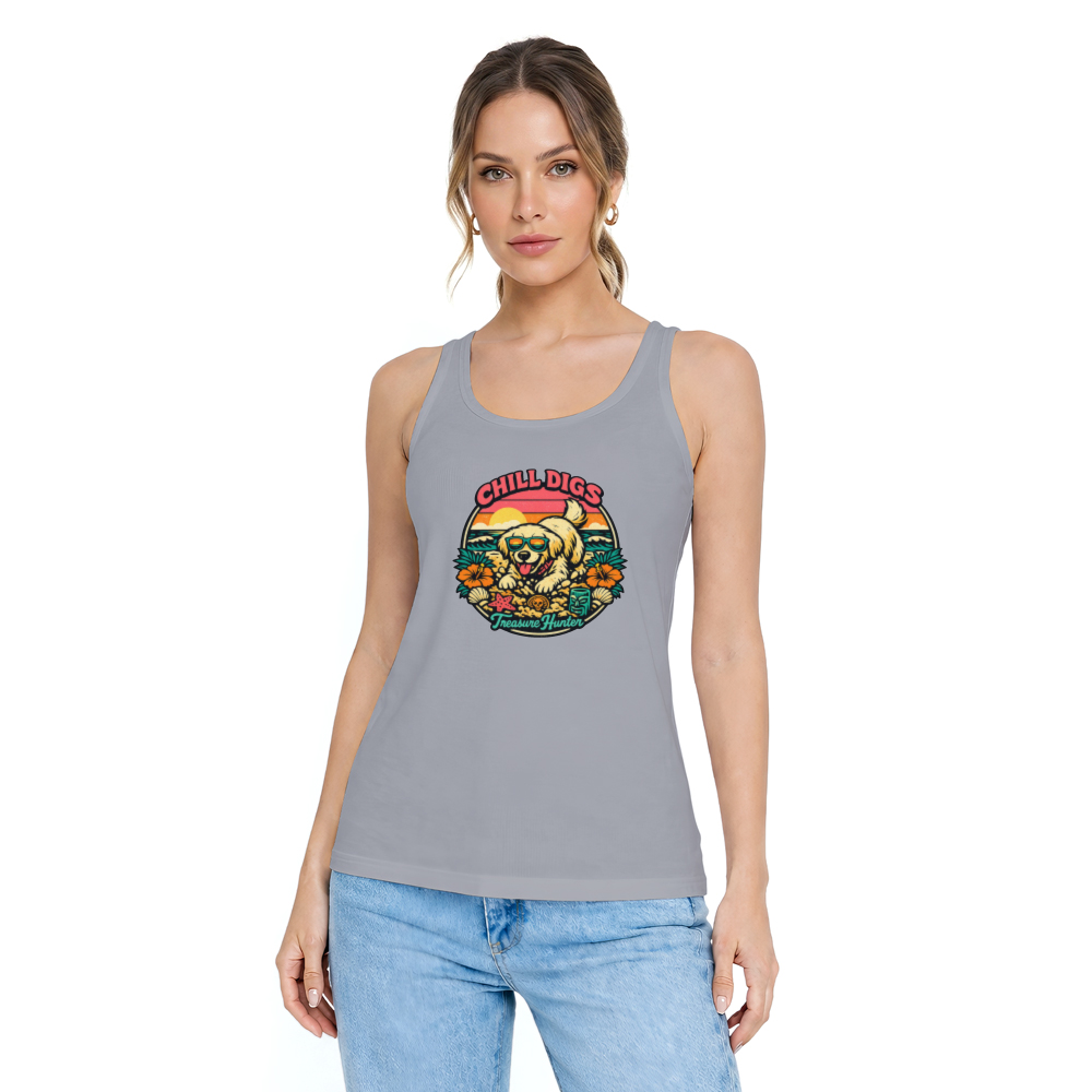 Retro Surf Golden Retriever Beach Treasure Hunt Chill Design Funny Gifts for Men Women Boy Kids Tank Top