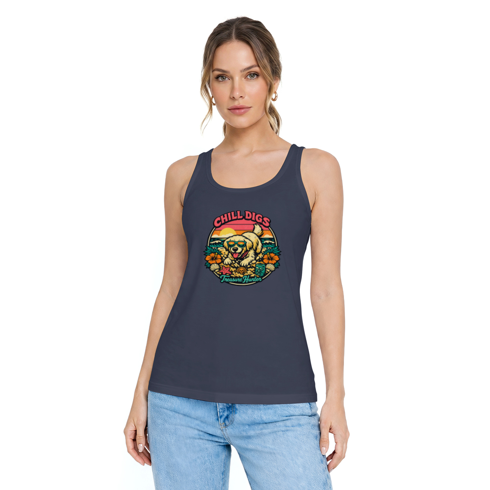 Retro Surf Golden Retriever Beach Treasure Hunt Chill Design Funny Gifts for Men Women Boy Kids Tank Top
