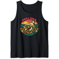 Retro Surf Golden Retriever Beach Treasure Hunt Chill Design Funny Gifts for Men Women Boy Kids Tank Top